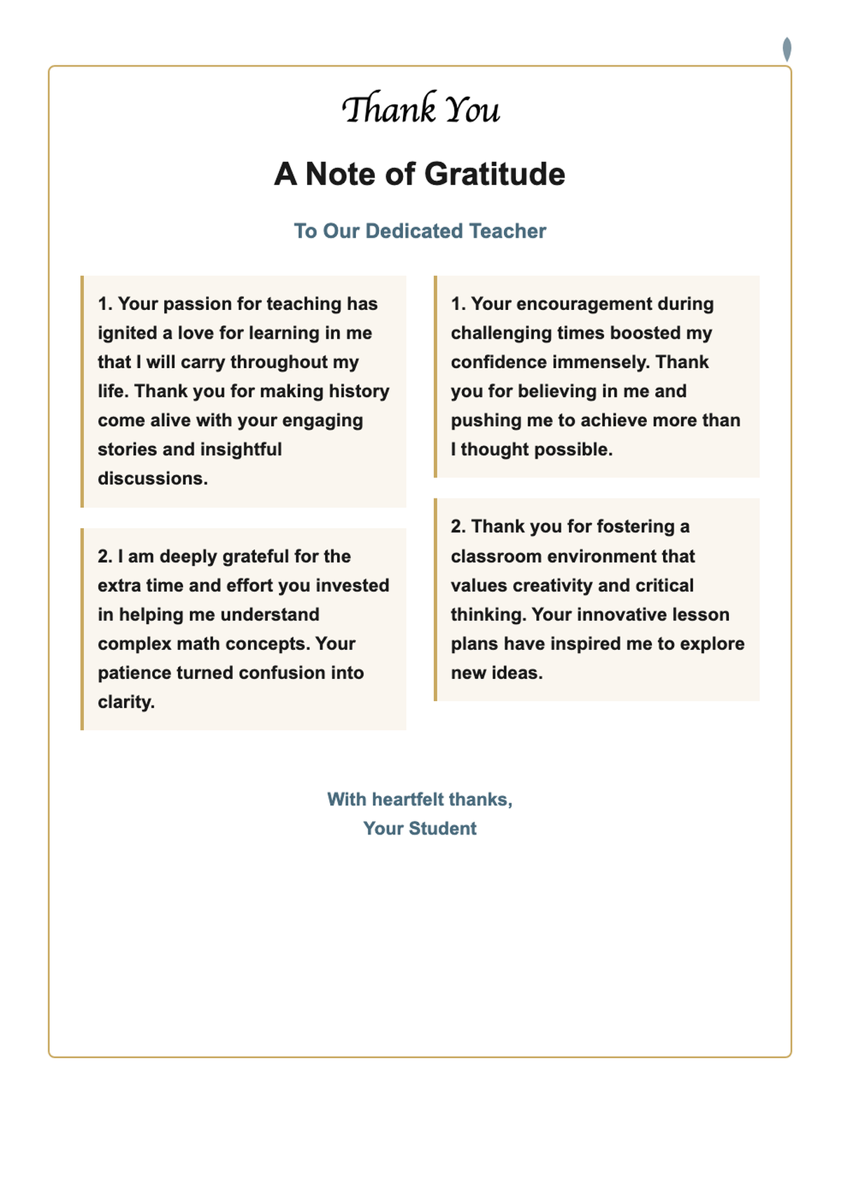 Elegant teacher thank you note for students with floral marble design_variant_2